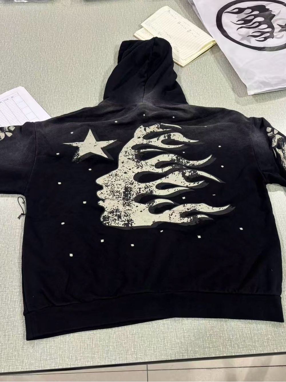 Hellstar "Path to Paradise" Flame Face Hoodie - Vintage Black/Faded
